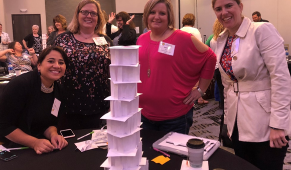 Tower designed by a team at the 2018 STEM Forum hosted by Dow, Jacobs, and the SSEC in Lake Jackson, TX.