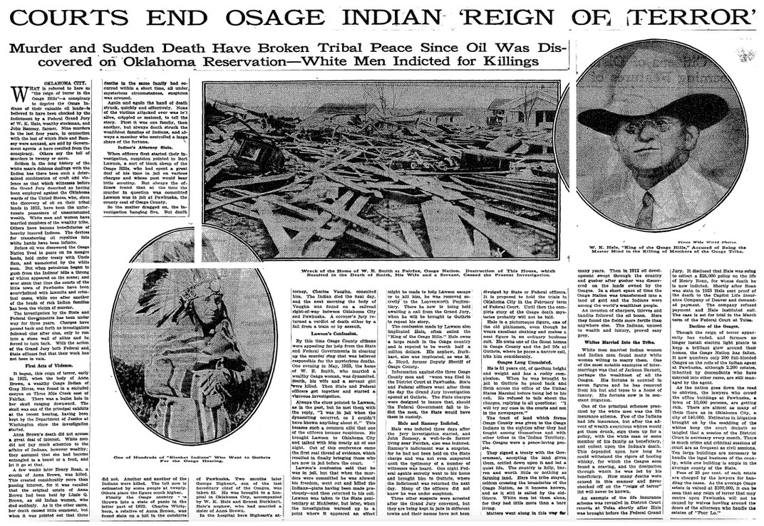 A New York Times article about the Osage murder trials