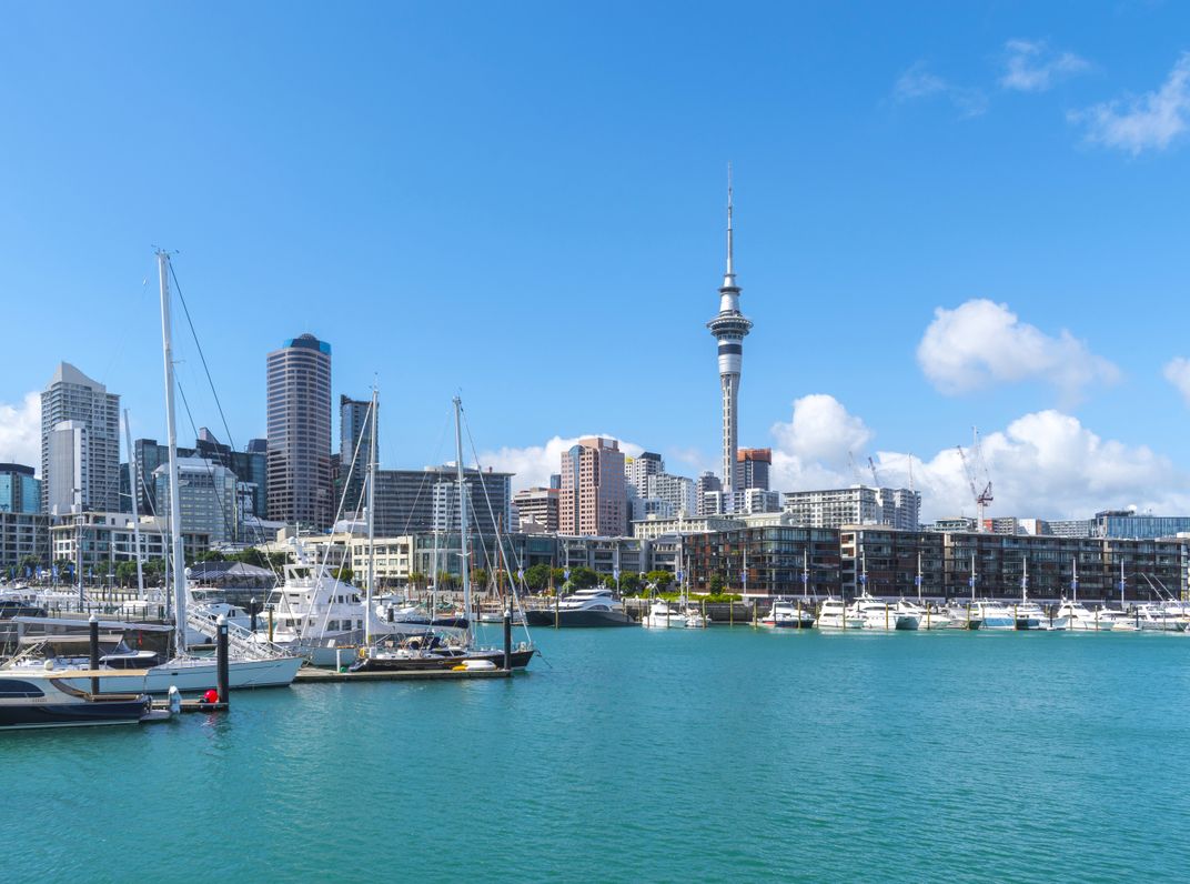 Viaduct Harbour and Sky Tower, Auckland