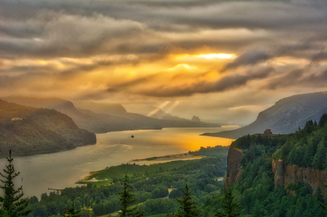 A cloudy sunrise in the Columbia River Gorge | Smithsonian Photo ...