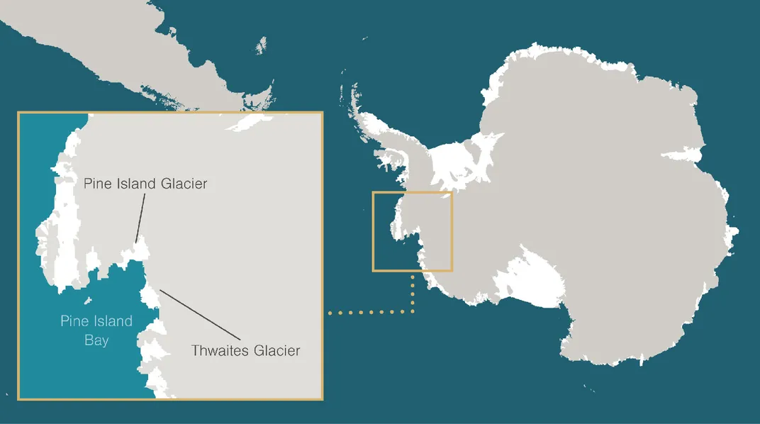 Map of Thwaites Glacier
