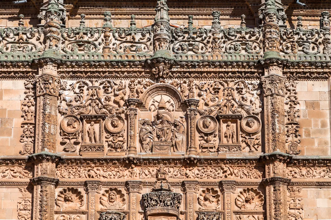 Ornate architectural design at the university in Salamanca