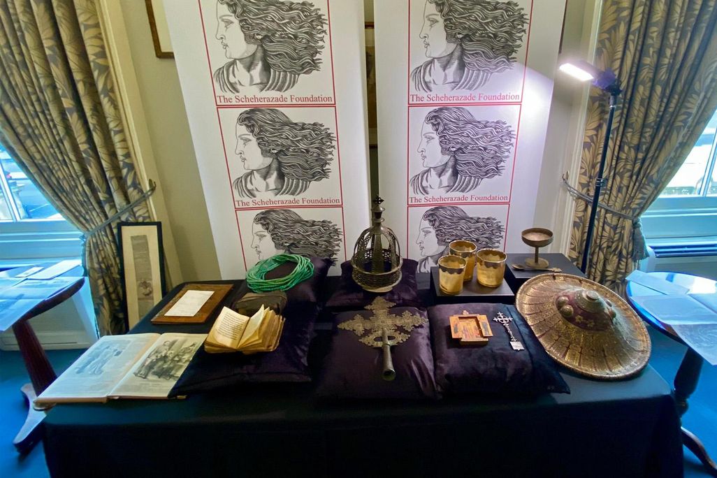 Table holding artifacts returned to Ethiopia