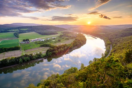 The sun sets over the Susquehanna River in northern Pennsylvania.