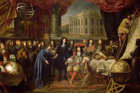 Patrons of the sciences once offered cash prizes, exotic pets and even islands for world-changing discoveries. Here, Louis XIV surveys the members of the Royal Academy of Sciences in 1667.  