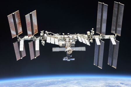 The International Space Station in 2018, as photographed by crew members from a Soyuz spacecraft