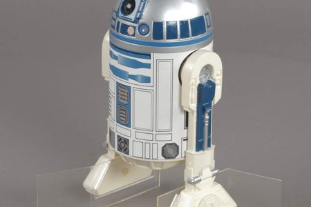 An R2-D2 action figure issued for The Empire Strikes Back. Credit: National Air and Space Museum.