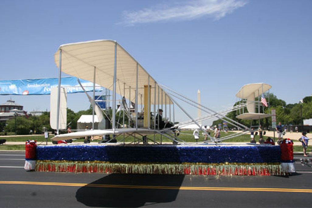 A reproduction Wright airplane makes its public debut on Memorial Day in Washington.