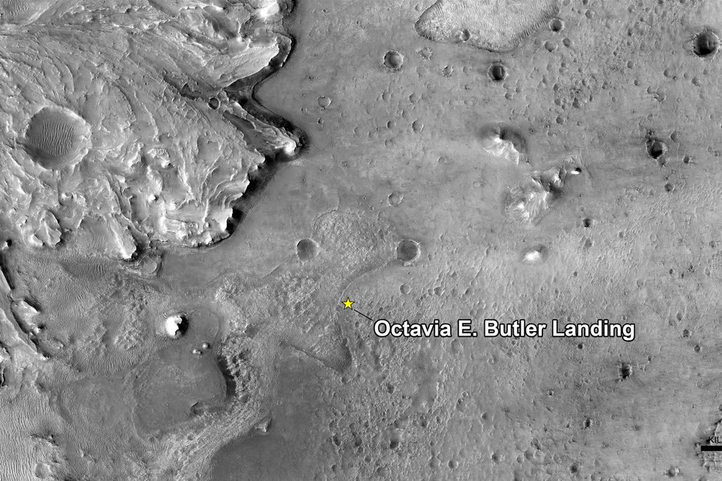 A photo of the Jezero Crater where the Mars Perseverance rover landed