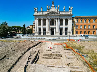 Excavations underway in the Piazza San Giovanni in Laterano in Rome