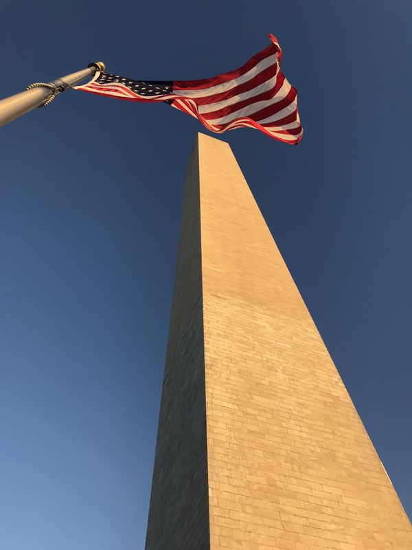 American flag over Washington Monument thumbnail