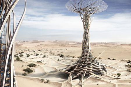 Honorable Mention. Sand Babel: Solar-Powered 3D Printed Tower.