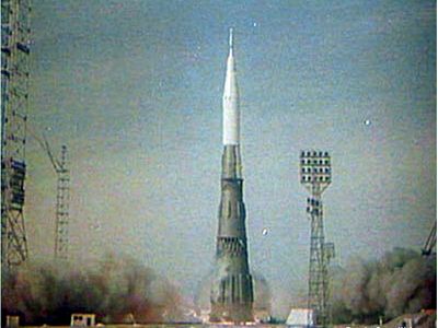 The first attempted launch of the N-1 moon rocket, in February 1969.