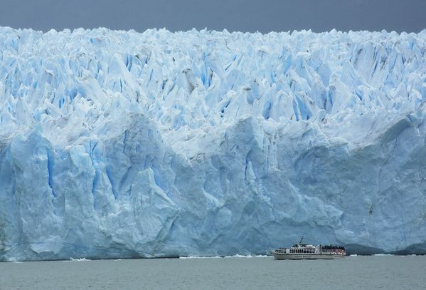 A tour boat gets a close look at Perito Moreno Glacier in Argentina thumbnail
