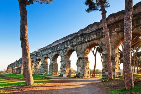 The Claudio Aqueduct was built in the 1st century along the Appian Way in Rome.