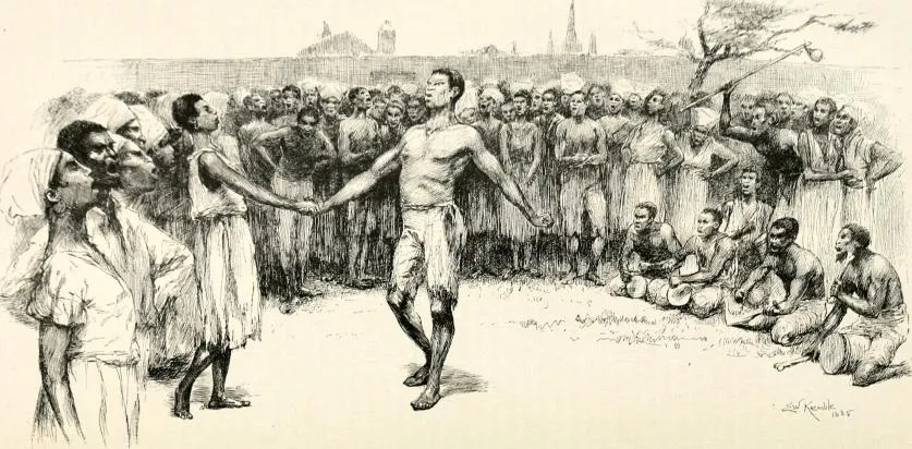 Drawing of a dance in New Orleans' Congo Square