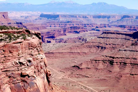 The layered rocks of the Colorado Plateau—the uplifted floor of an immense, filled impact basin? Island in the Sky at Canyonlands National Park.