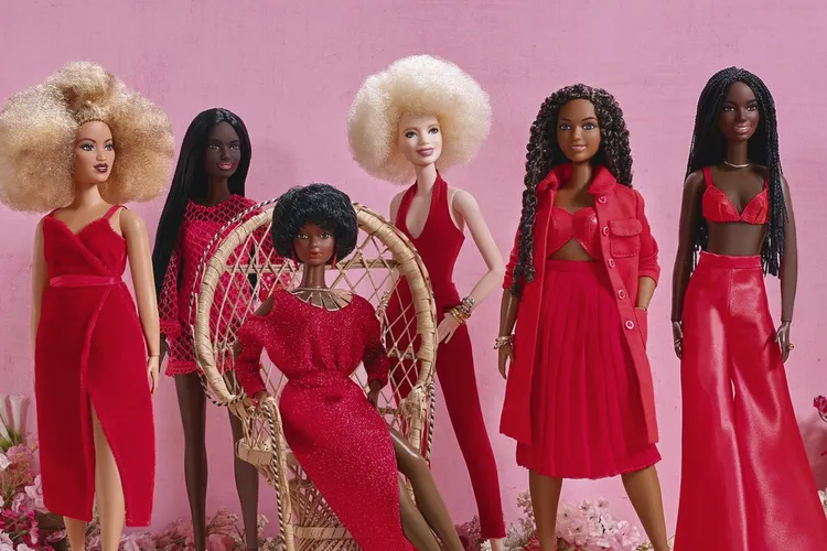 Black Barbies in red