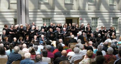 The Encore Chorale at the Kogod Courtyard at last year's popular performance.