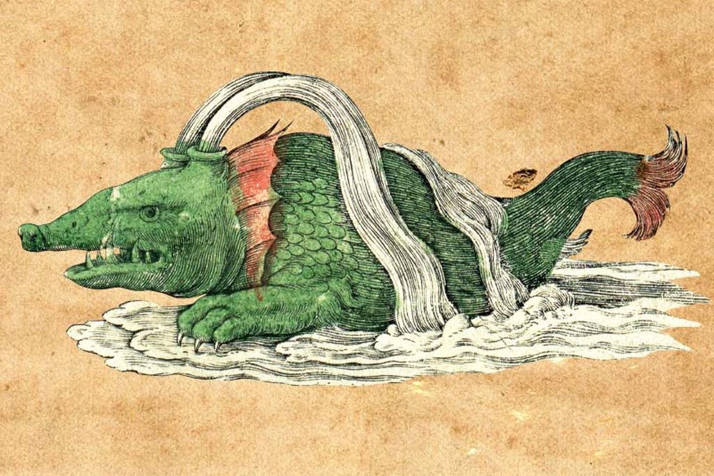 an illustration of a green sea monster