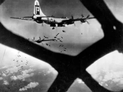 ★ Boeing B-29 Superfortress ★ It was the ultimate U.S. weapon, a high-altitude strategic bomber with the speed of a fighter, a 3,200-mile range, and the capacity to carry 20,000 pounds of explosives. The Boeing B-29 ended World War II. On August 6, 1945, the B-29 Enola Gay dropped a uranium fission bomb on the Japanese city of Hiroshima. A few days later, a B-29 named Bockscar destroyed Nagasaki with a plutonium bomb. The Japanese surrendered on September 2, and the Atomic Age had begun.