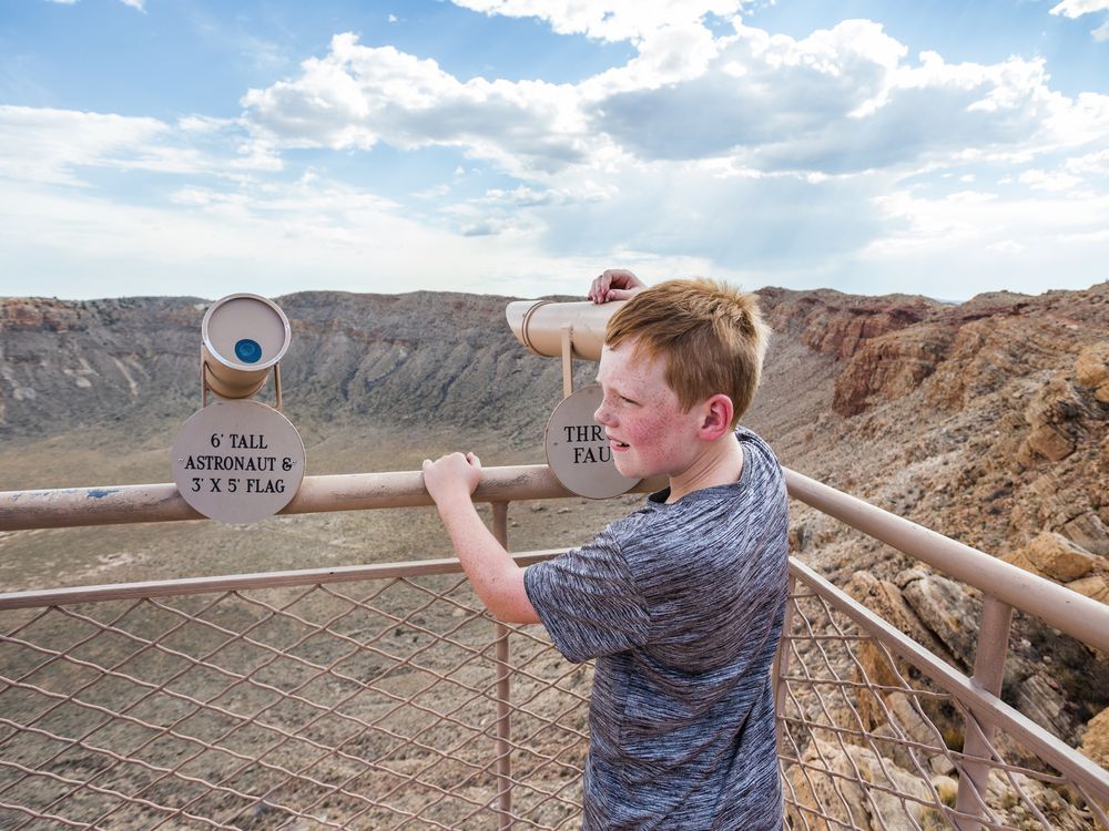 An observation point at Meteor Crater in Arizona