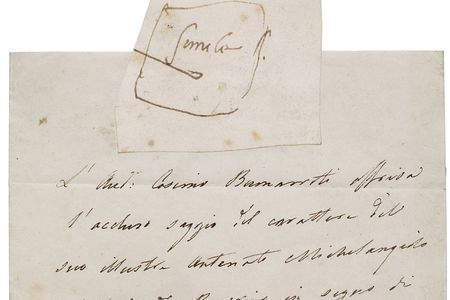 The 1.8- by 2.6-inch&nbsp;sketch by Michelangelo and an accompanying letter from his descendant, Cosimo Buonarroti