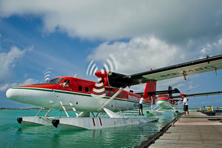 To fly passengers from island to island, the Maldivian airline operates the world’s largest fleet of floatplanes—de Havilland Canada Twin Otters.
