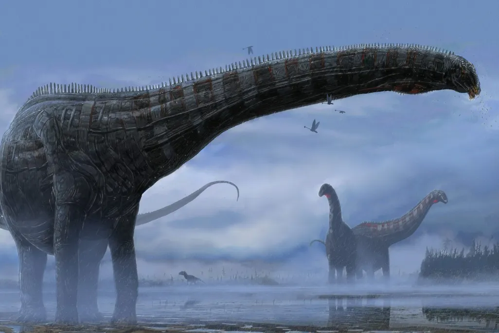 An illustration of a group of sauropods