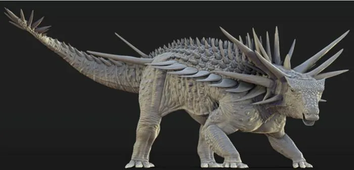 an illustration of a spiky dinosaur on a black background