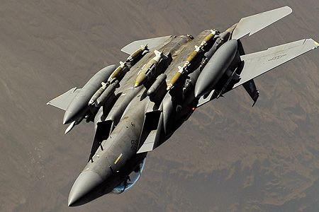 A 2010 flight of two F-15Es (here, a Strike Eagle in Afghanistan earlier this year) saved the lives of 30 coalition troops surrounded by 100 insurgents.