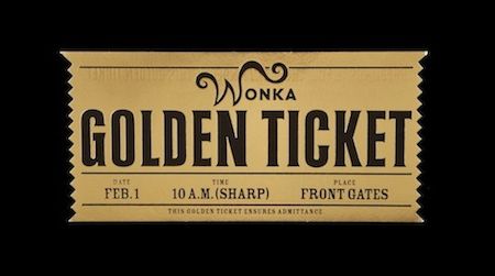 A golden ticket from the 2005 film, “Charlie and the Chocolate Factory,” is part of the donation of 30 objects from Warner Bros.