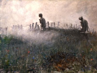 On the Wire, by Harvey Thomas Dunn (oil on canvas, 1918)