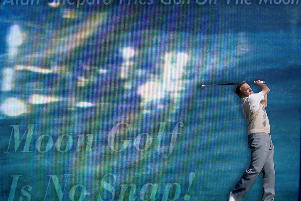 Illustration of Alan Shepard golfing on the moon