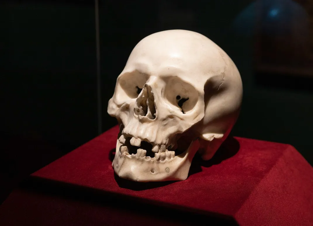 A marble skull sculpted by Bernini