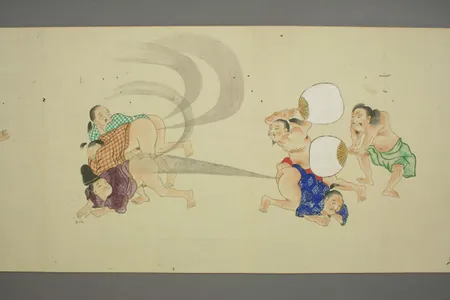 Part of the centuries old depiction from the Japanese art scroll  He-Gassen 