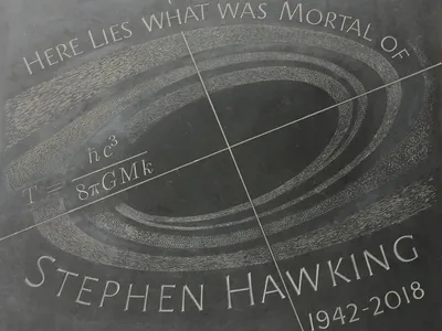 Stephen Hawking's memorial stone in Westminster Abbey.