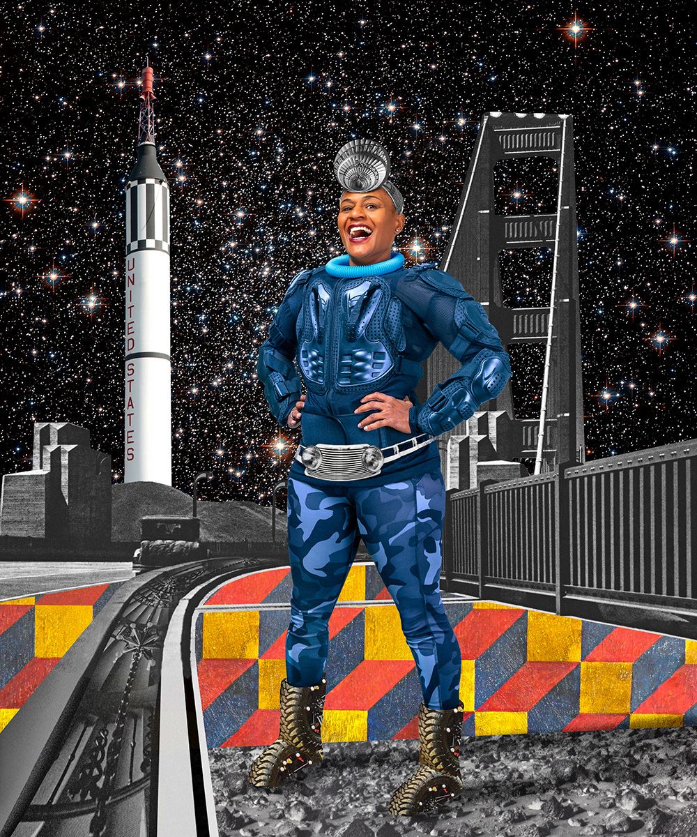 Paula Gillen, Taishya, Riding High Over the Ocean of Storms (from the series SuperpowerWomen in Space), 2019, inkjet print