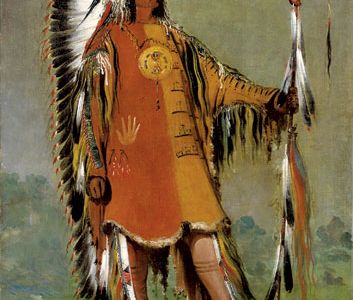 Friendly to whites most of his life, Mandan Chief Four Bears (in an 1832 portrait by George Catlin) turned bitter as death approached, blaming them for the disease that would kill him.