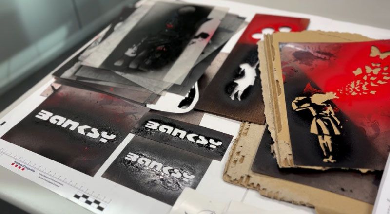 Stencils for fake Banksy