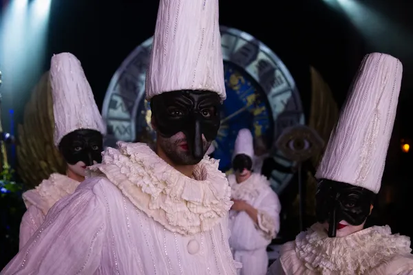 Pulcinella Performers During a Venetian Carnevale Ball thumbnail