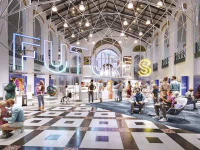 Artist&#39;s rendering of &quot;Futures,&quot; an upcoming exhibition at the Smithsonian&#39;s Arts and Industries Building