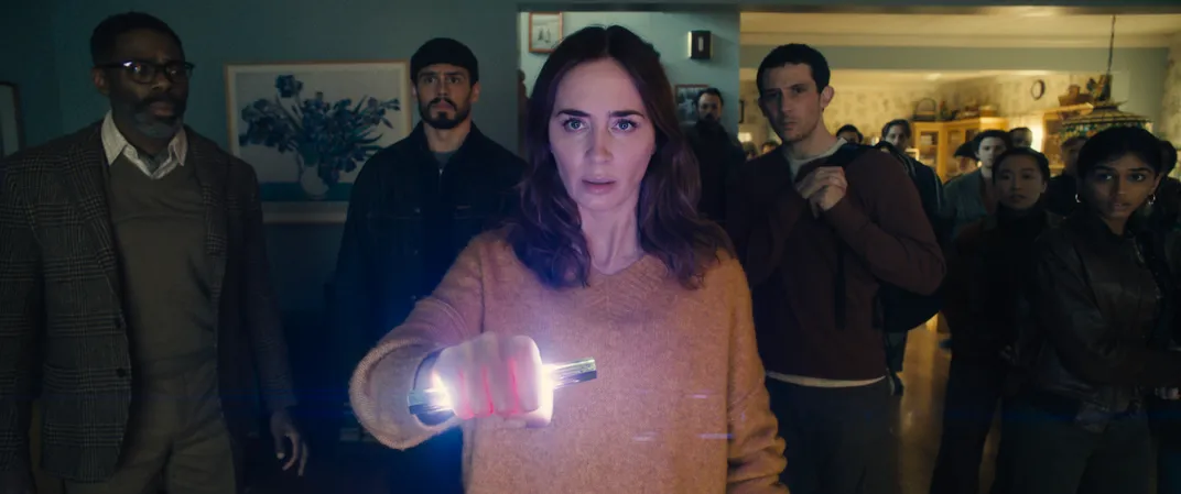 L to R: Colman Domingo, Tommy Martinez, Emily Blunt and Josh O'Connor in Disclosure Day