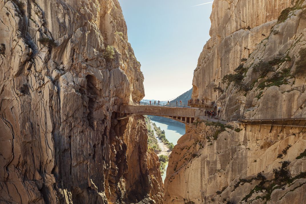 Crossing the gorge of the Caminito Del Rey