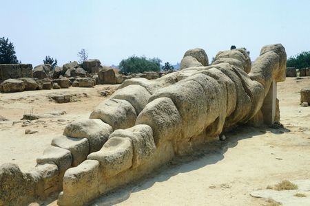 A replica statue of Atlas at the Temple of Zeus in Agrigento, Sicily