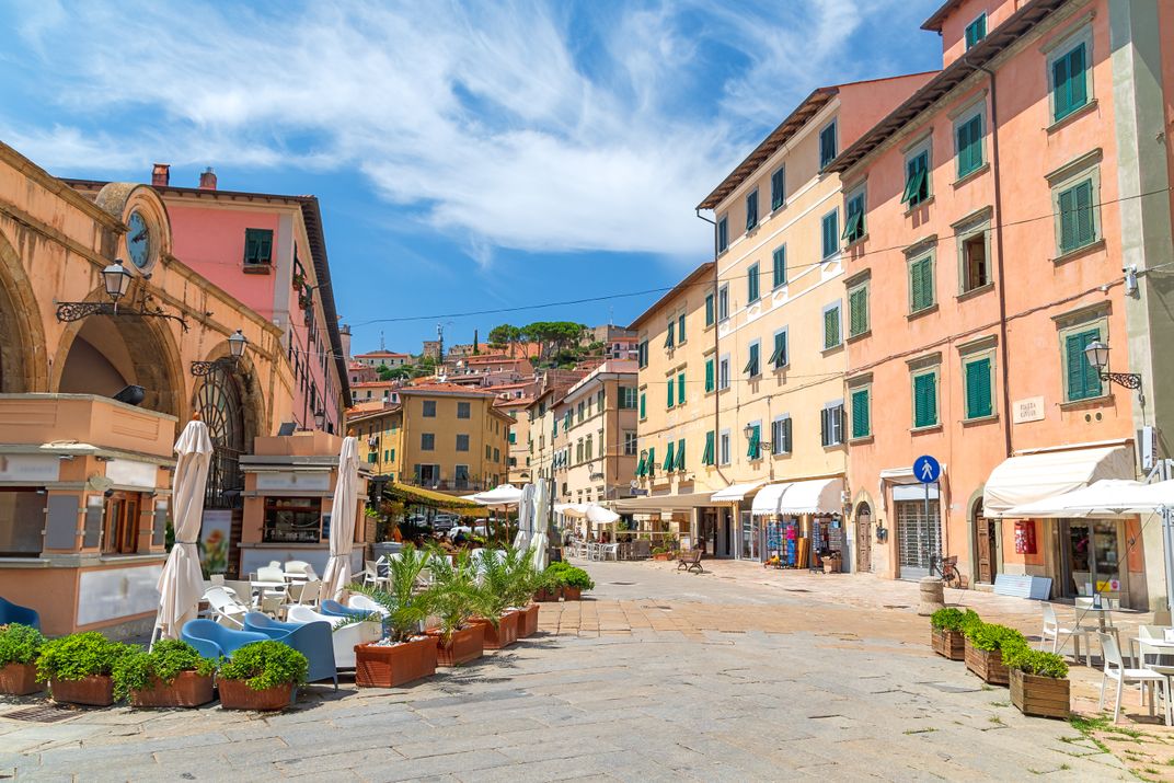 The Piazza Cavour in Portoferraio, Elba