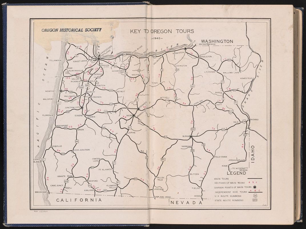 pull-out map of WPA Guide to Oregon