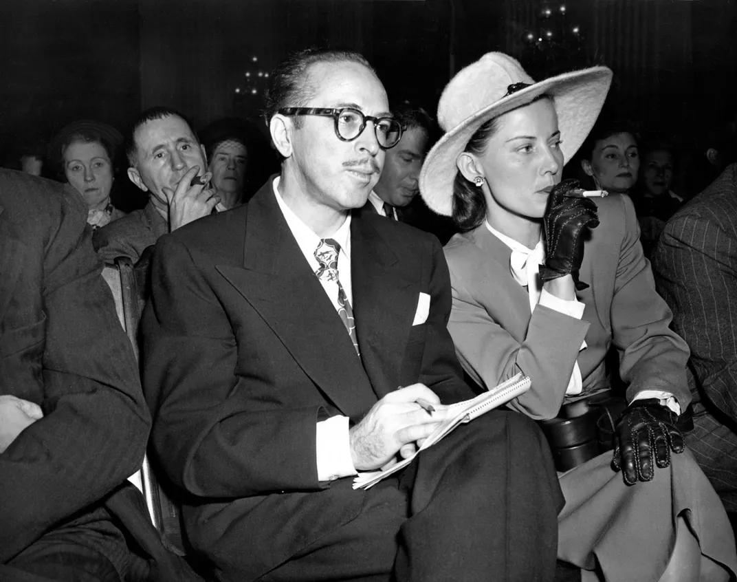 Screenwriter Dalton Trumbo, one of the Hollywood Ten, attends a HUAC hearing in 1947.