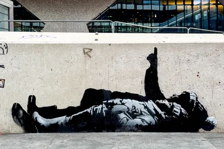 The new Banksy artwork near the Centre Point tower in London