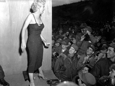 Marilyn Monroe performs at a USO show in 1954.